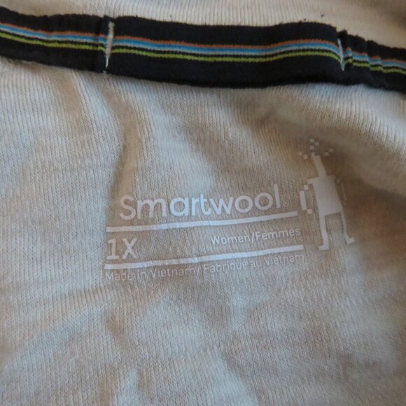 SMARTWOOL Classic Thermal Merino Base Layer 1/4 Zip Top Almond Heather - Size 1X - Picture 13 of 14